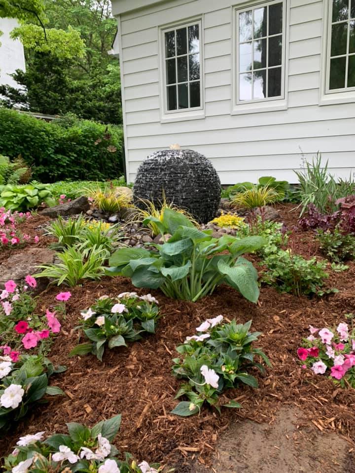 Bubbling bowl patio pond installed by Garden State Koi in Warwick NY