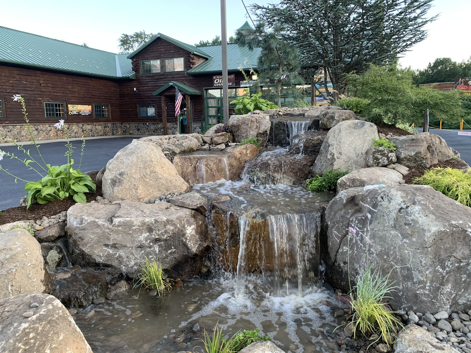 Pondless waterfall built by Garden State Koi in West Milford, New Jersey